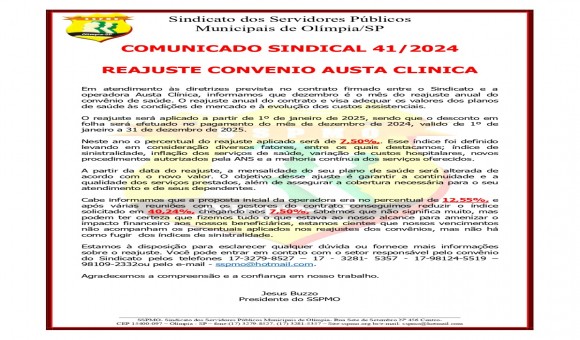 Clique Aqui e Leia Mais sobre: COMUNICADO SINDICAL 41 de 2024