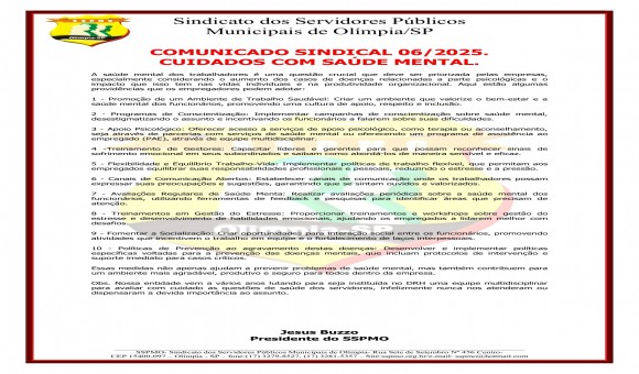 Clique Aqui e Leia Mais sobre: COMUNICADO SINDICAL 06 DE 2025