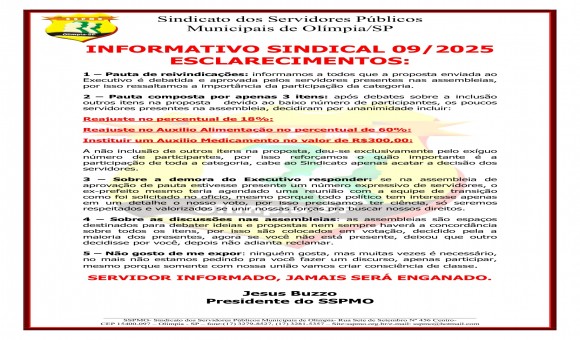 Clique Aqui e Leia Mais sobre: COMUNICADO SINDICAL 09 DE 2025